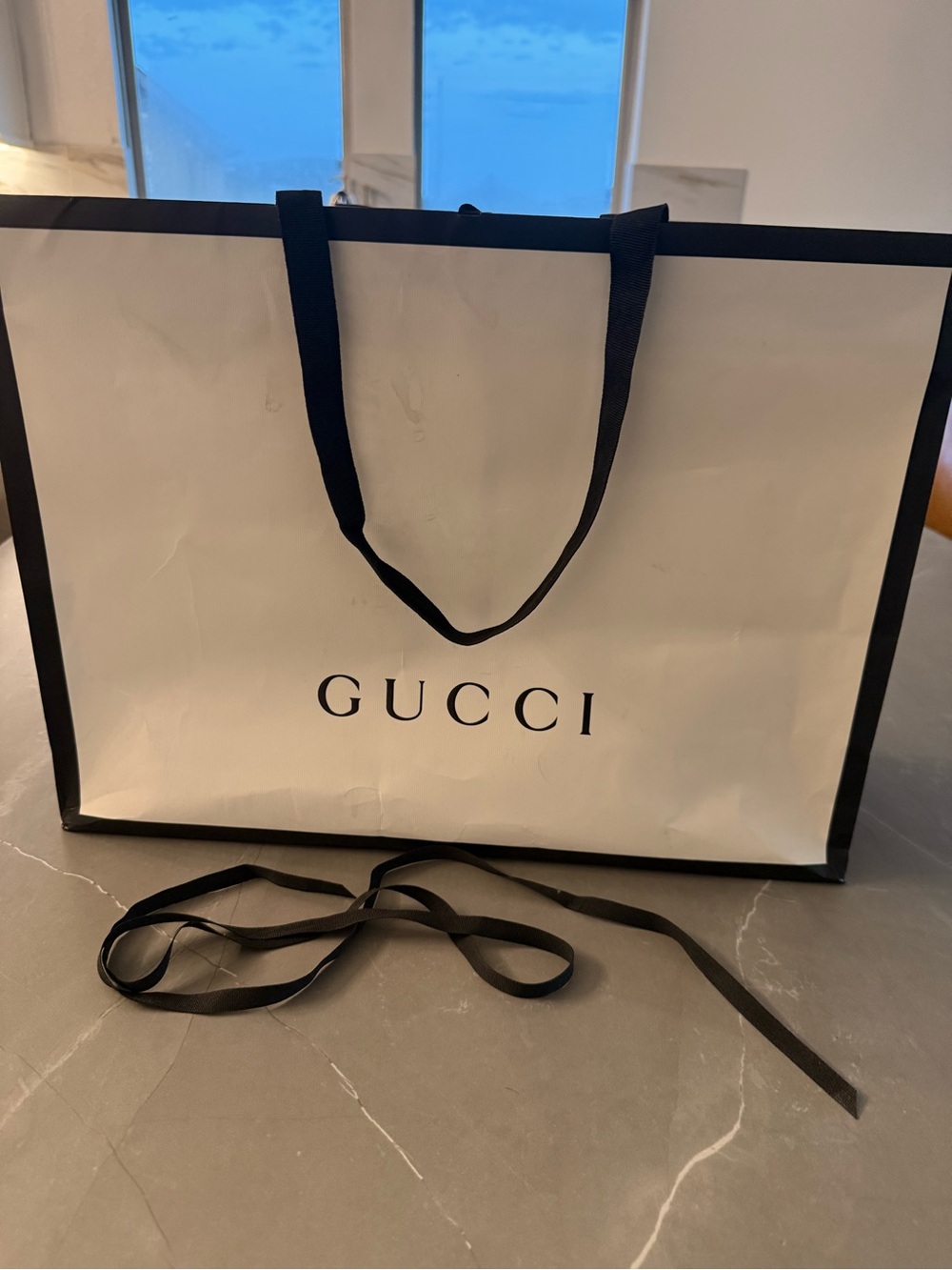 Gucci White and Black Logo Tote Shopping Bag